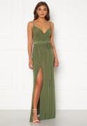 Goddiva Wrap Front Maxi Dress Olive L (UK14)