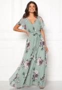 Goddiva Flutter Floral Maxi Dress Dusty green M (UK12)