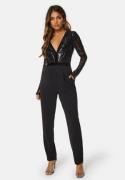 Goddiva Sequin Bodice Jumpsuit Black XS (UK8)