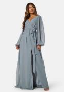 Goddiva Long Sleeve Chiffon Dress Air Force Blue M (UK12)