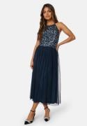 AngelEye High Neck Sequin Midi Dress Navy L (UK14)