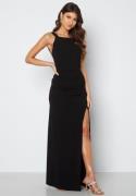 Bubbleroom Occasion Square neck slit maxi dress Black 4XL