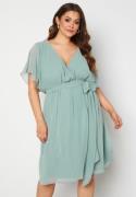 Goddiva Curve Flutter Sleeve Chiffon Midi Dress Sage Green 52 (UK24)