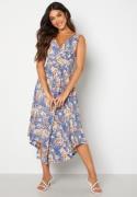 Bubbleroom Occasion Draped Soft Midi Dress Navy / Floral 4XL