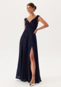 Goddiva Glitter Wrap Maxi Dress Navy XS (UK8)