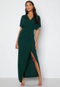 Bubbleroom Occasion Wrap Slit Maxi Dress Dark green 44