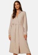 BUBBLEROOM Belted L/S Viscose Shirt Dress Light beige 54