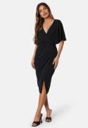 Bubbleroom Occasion Wrap Slit Midi dress Black 44