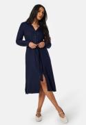 BUBBLEROOM Belted L/S Viscose Shirt Dress Dark blue 34