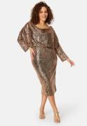 Goddiva Curve Sequin Cowl Neck Midi Dress Champagne 44 (UK16)