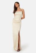 Bubbleroom Occasion Ruched Satin Strap Gown Cream 44