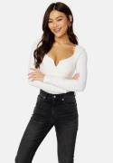 BUBBLEROOM Square V-neck Long Sleeve Top White L