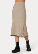 BUBBLEROOM Contrast Edge Knitted Skirt Beige melange XL