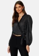 BUBBLEROOM Taylin Frill Wrap Blouse Black XL