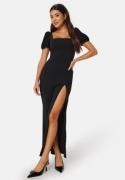 John Zack Puff Sleeve Maxi Dress With Split Black XXL (UK18)