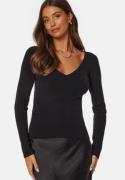 BUBBLEROOM V-neck Knitted Top Black XS