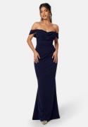 Goddiva Off Shoulder Maxi Dress Dark blue S (UK10)