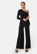 John Zack Long Sleeve One Shoulder Jumpsuit Black S XL (UK16)