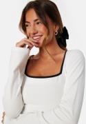 BUBBLEROOM Square Neck Contrast L/S Top White XS