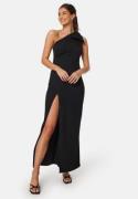 John Zack One Shoulder Bow Maxi Dress Black XS (UK8)