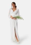 Goddiva Long Sleeve Chiffon Maxi Dress White S (UK10)