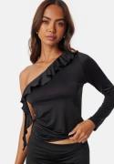 BUBBLEROOM One Shoulder Frill Top Black M