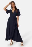 Happy Holly Wrap Midi Viscose Dress Dark blue 36/38