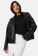 BUBBLEROOM Faux Leather PU Biker Jacket Black 34