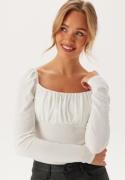 BUBBLEROOM Rushed Square Neck Long Sleeve Top White M