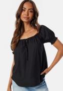 BUBBLEROOM Front Tie Blouse Black XS