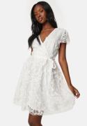 VILA Viedda V-neck S/S Lace Short Dress Cloud Dancer 38