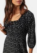 Happy Holly Soft Puff Sleeve Dress Black/Floral 36/38