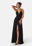 Goddiva Multi Tie Maxi Dress Split Black XXS (UK6)