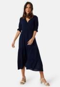 BUBBLEROOM Puff Sleeve Viscose Dress Dark blue M