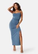 BUBBLEROOM Shiny Waterfall Strap Dress Blue M