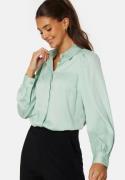 BUBBLEROOM Satin Puff Sleeve Shirt Dusty green 46