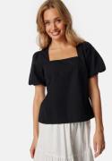 BUBBLEROOM Square Neck Cotton Blouse Black XL