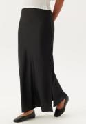 BUBBLEROOM Slit Satin Maxi Skirt Black 34