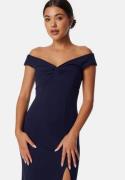 Bubbleroom Occasion Twist Off Shoulder Gown Dark blue XL