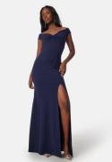 Bubbleroom Occasion Twist Off Shoulder Gown Dark blue 2XL