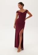 Bubbleroom Occasion Twist Off Shoulder Gown Wine-red XL