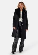 Chiara Forthi Fur Collar Wool Blend Coat Black S