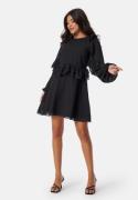 BUBBLEROOM Round Neck Short Frill Dress Black 34