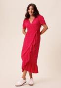 Happy Holly Evie Puff Sleeve Midi Wrap Dress Red/Dotted 40/42