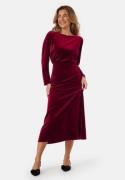 Bubbleroom Occasion Bow Velvet Midi Dress Dark red L