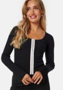 BUBBLEROOM Round Neck Cardigan Top Black/White M