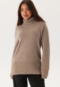 GANT Herringbone Detail Rollneck Warm Grey M