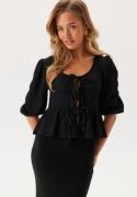 BUBBLEROOM Structure Flounce Top Black M