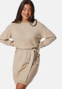 VILA Viril O-neck L/S BELT KNIT DRESS Natural Melange L