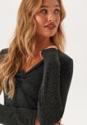 Pieces Pclina Ls V-neck Detail Top  Black L